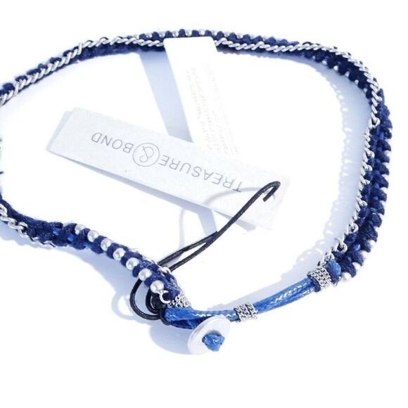 Nordstrom  Treasure and bond  Beaded Wrap Bracelet in navy silver NWt 39 - Picture 6 of 6